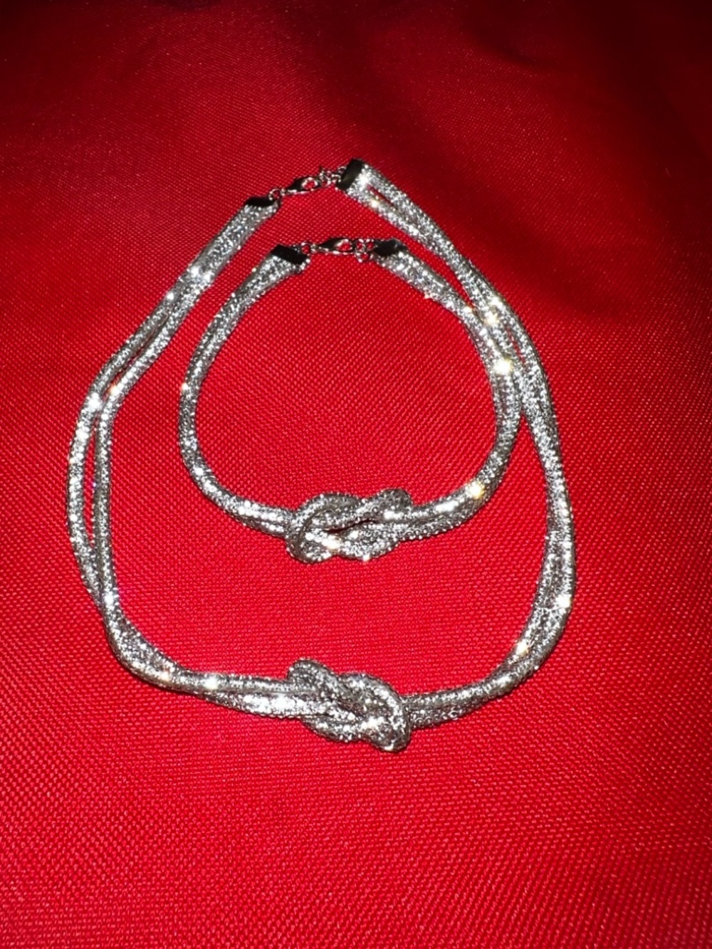 Bling rhinestone Knot Necklace and Bracelet Set - Women's Jewelry